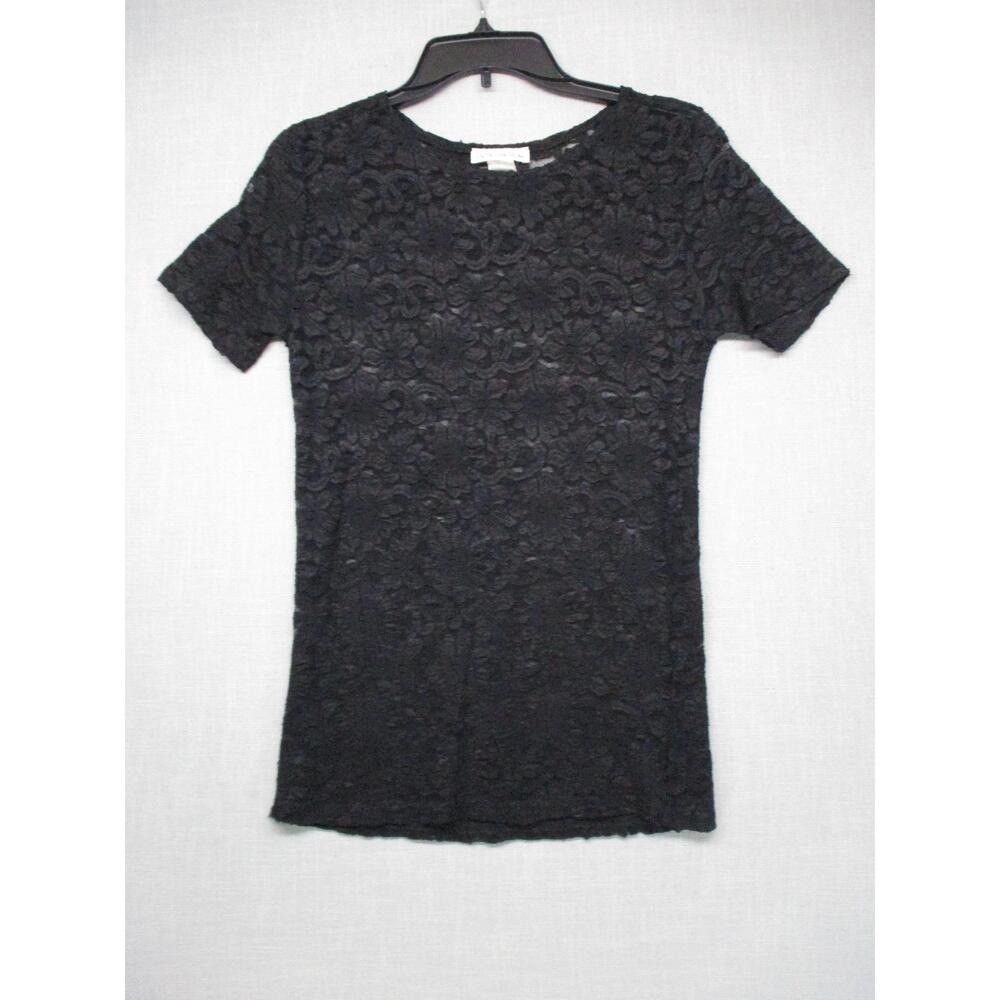 Petticoat Row Black Sheer Floral Y2K Goth Lace Pattern Top Womens Size Medium